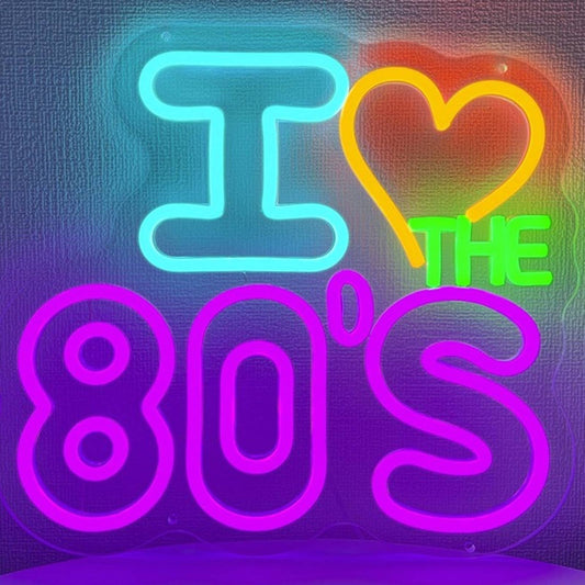 Vivid Bright Colorful I Love The 80’s LED Night Light Room Wall Decor