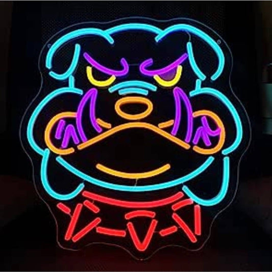 Mad Bright Colorful Angry Bulldog LED Night Light Cartoon Room Wall Decoration