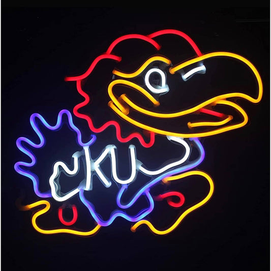 Bright University of Kansas Jayhawks LED Light Mascot College Basketball Decor