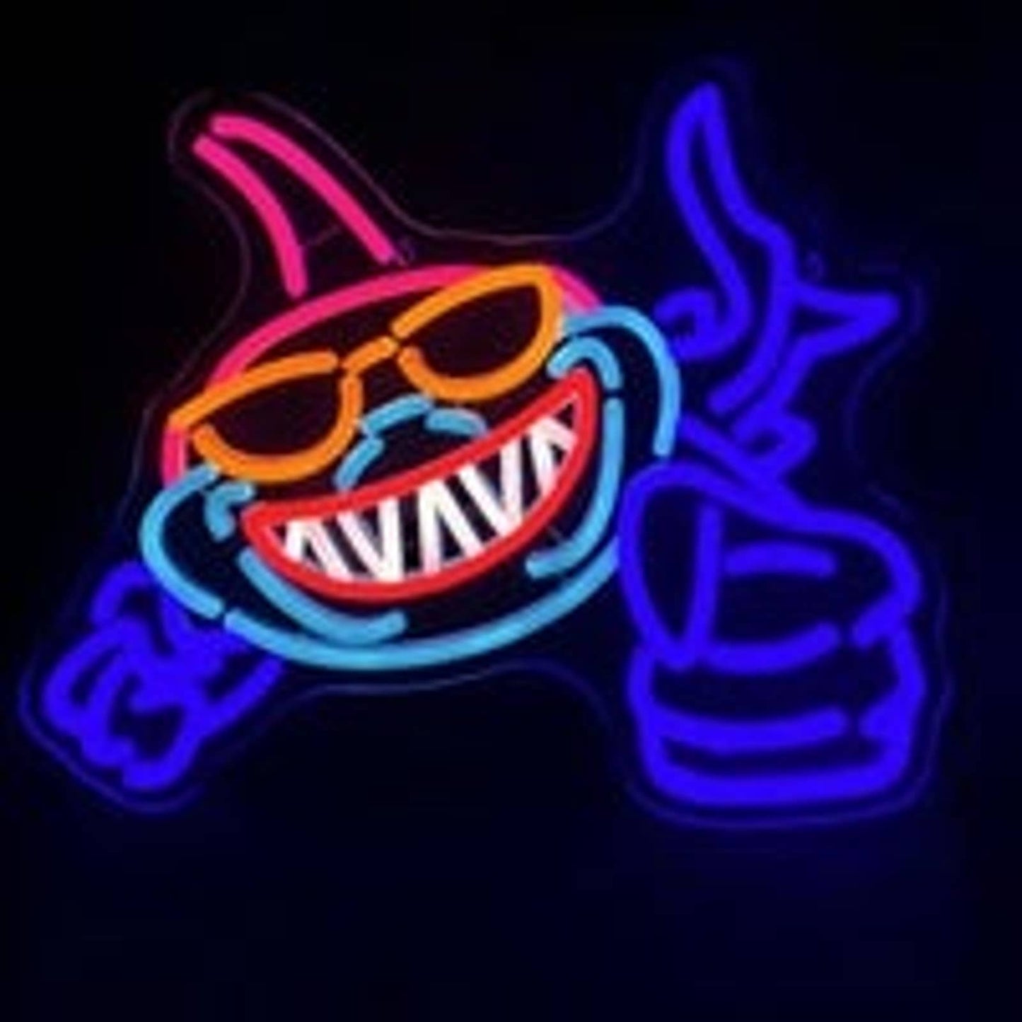 Fun Bright Blue Punching Shark with Sunglasses LED Night Light Room Decor