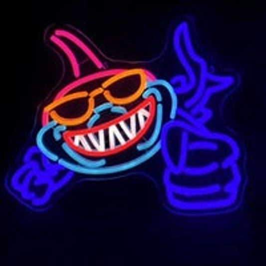 Fun Bright Blue Punching Shark with Sunglasses LED Night Light Room Decor