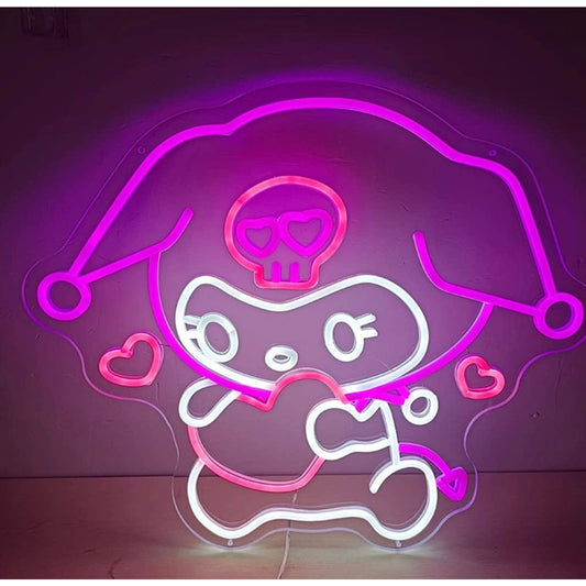 Super Adorable My Melody in Pink Skull Outfit LED Night Light  Anime Room Wall D