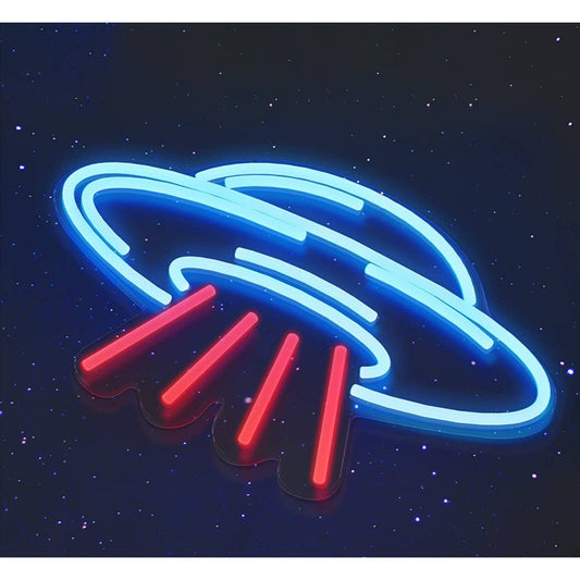 Bright Blue Alien Red Abducting Ray Space Ship UFO LED Night Light Room Wall Dec