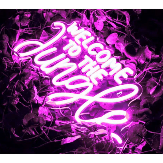 Lovely Bright Hot Pink “Welcome to the Jungle” LED Night Light Room Wall Decor