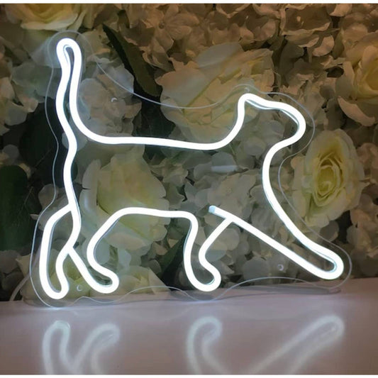 Adorable Bright White Prancing Kitty Cat LED Night Light Room Wall Decoration