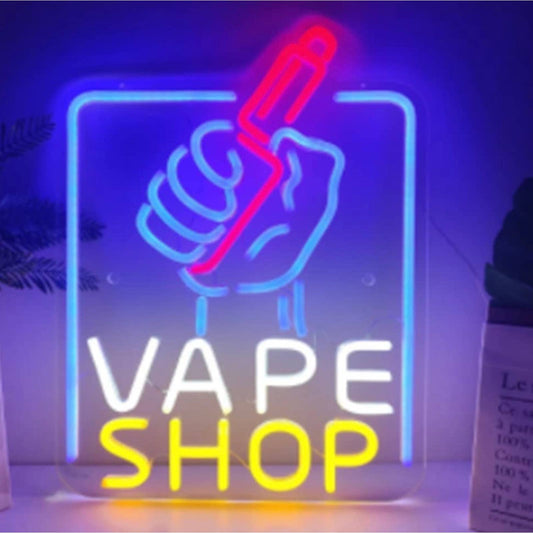 Bright Blue Vape Shop LED Night Light Store Sign Window Wall Decoration