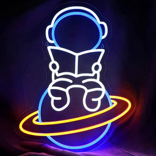 Lovely Bright Astronaut Reading a Book LED Night Light Room Wall Decoration