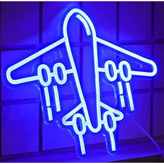 Fun Bright Vivid Blue Air Plane LED Night Light Room Wall Decoration