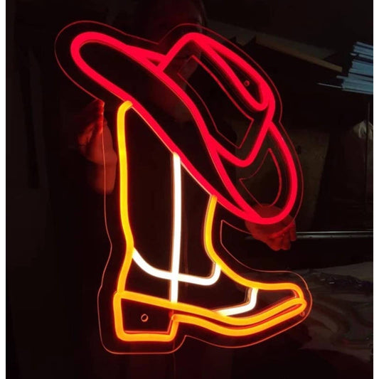 Cook Bright Cowboy Hat and Boot LED Night Light Room Wall Decoration