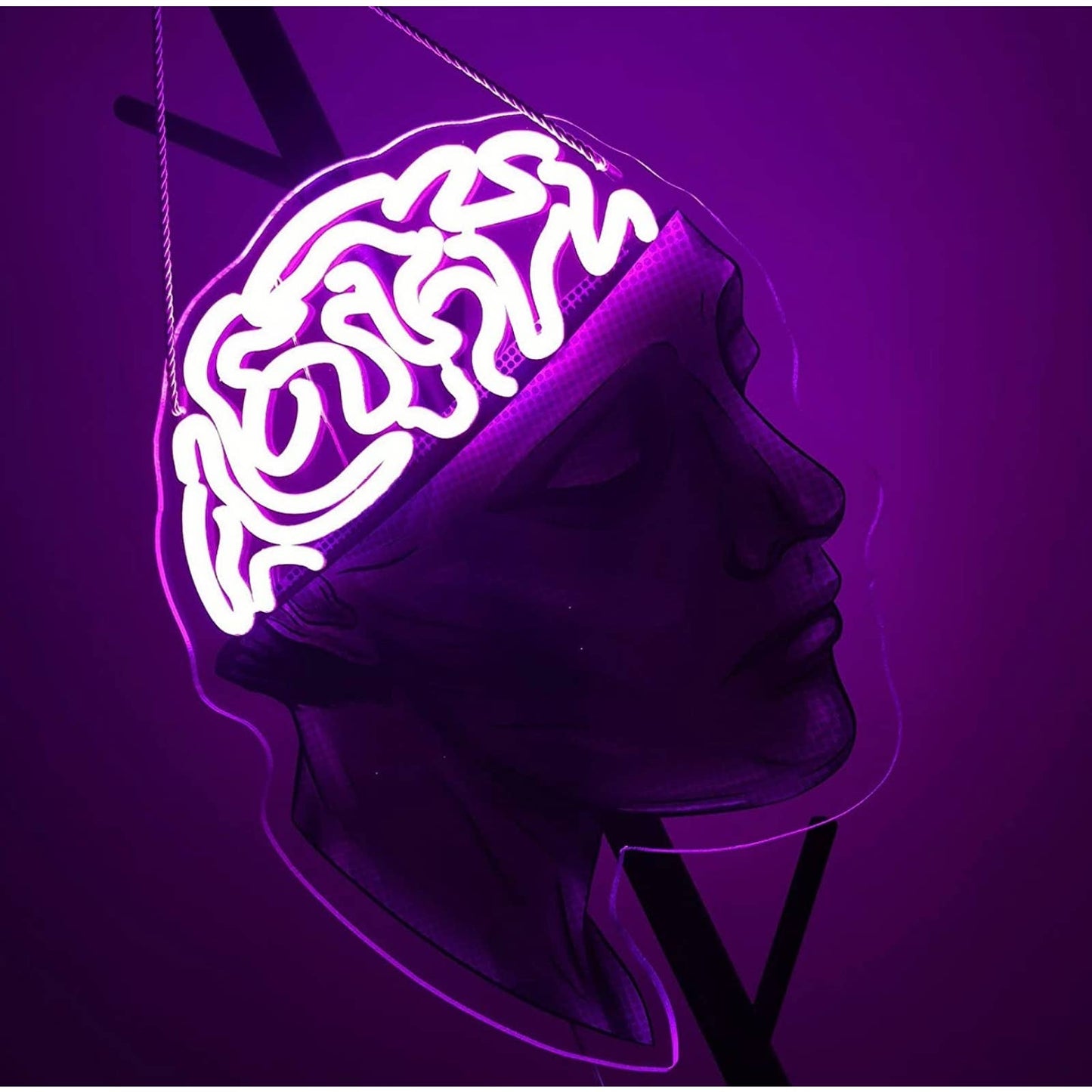 Unique Fun Bright Pink Head Brain LED Night Light Room Wall Art Decoration