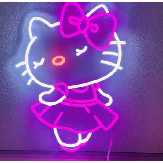 Super Cute Hello Kitty in Pink Dress LED Night Light Japan Sanrio Anime Decor