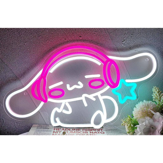 Fun Bright Cinnamoroll Listening to Music Blue Star LED Light Room Wall Decor