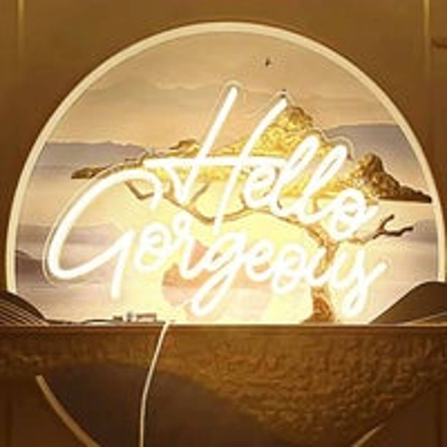 Adorable Vivid Bright White Hello Gorgeous LED Night Light Room Wall Decoration