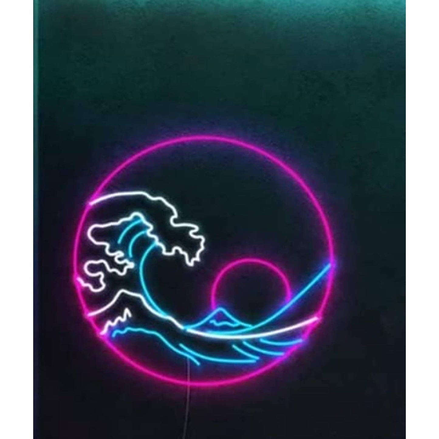 Lovely Vivid Bright Pink Circle Ocean Wave Sunset LED Light Wall Art Decor