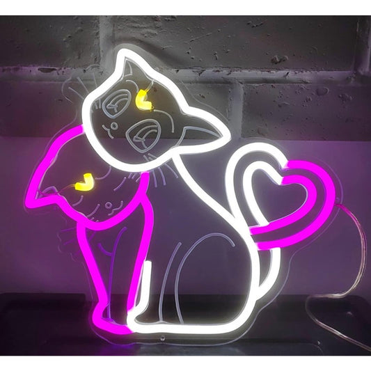 Fun Bright Sailor Moon Luna & Artemis Cat Heart LED Night Light Anime Decor