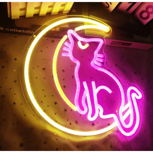 Lovely Bright Sailor Moon Luna LED Night Light Anime Cat Room Japan Wall Decor