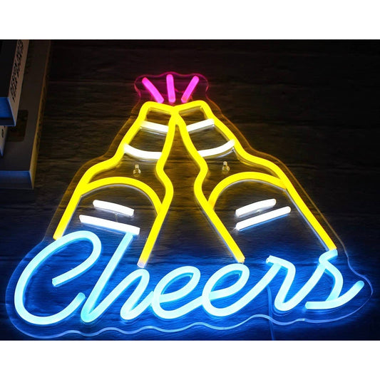 Fun Bright Colorful Beer Cheers LED Night Light Room Wall Party Decoration