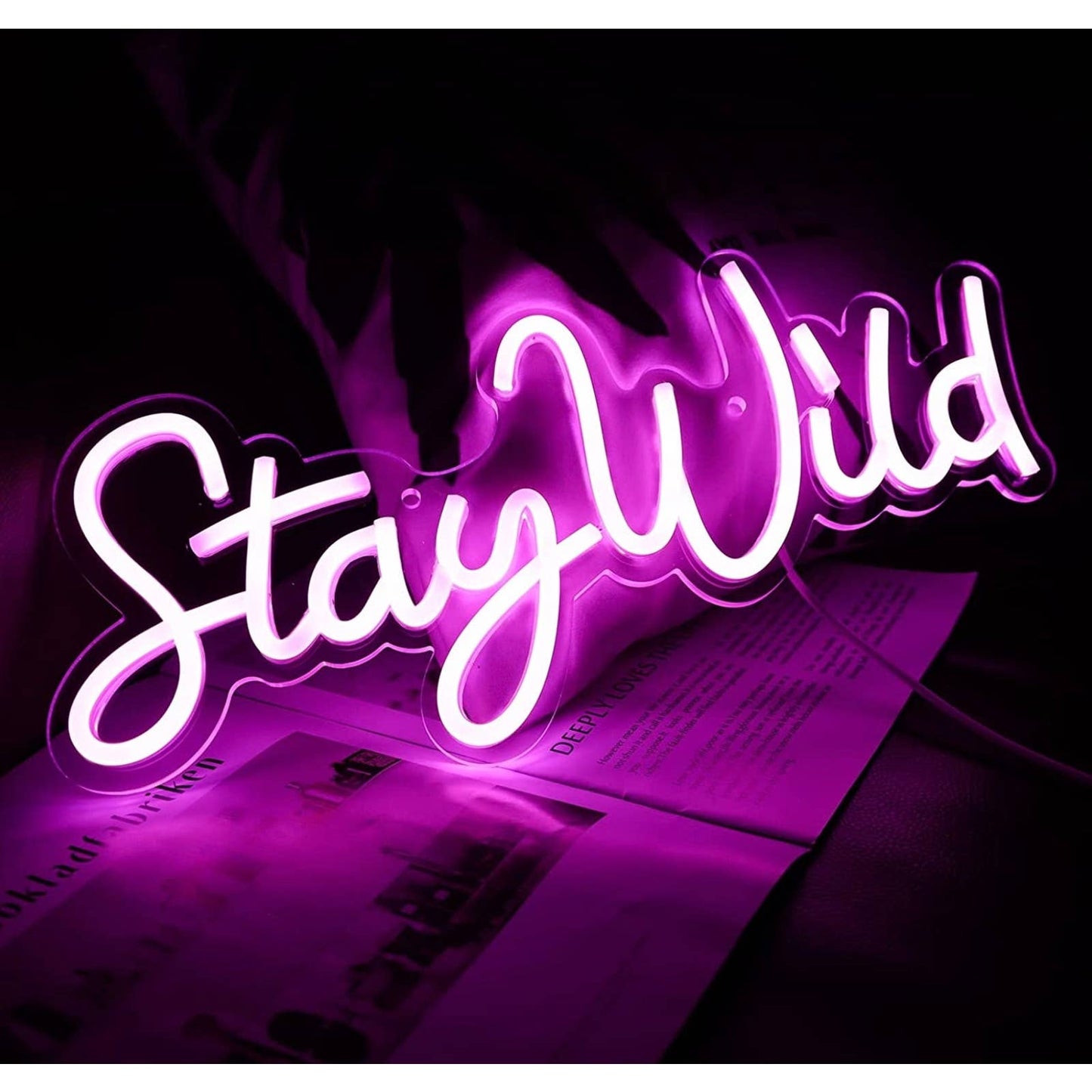 Fun Bright Hot Pink “Stay Wild” LED Night Light Room Wall Decoration