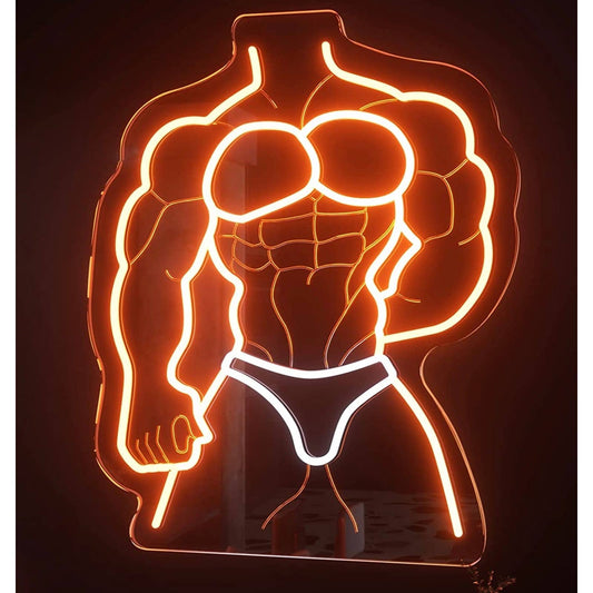 Bright Strong Body Builder Muscle Man Gym LED Light Exercise Room Wall Decor