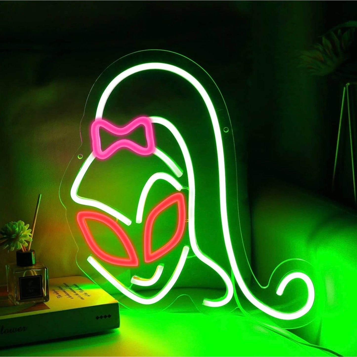 Cute Unique Bright Alien Girl LED Night Light Room Wall UFO Decoration
