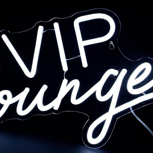 Simple Vivid Bright White Modern “VIP Lounge” LED Night Light Bar Party Sign