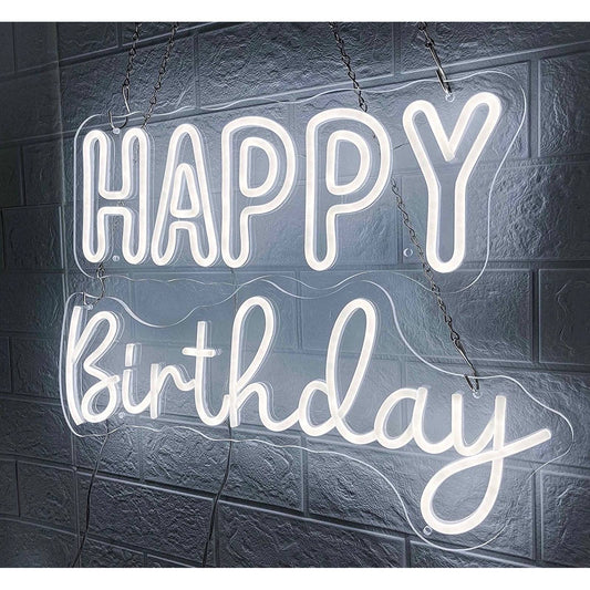 Lovely Bright White Bubble Letter Happy Birthday LED Night Light Room Wall Decor