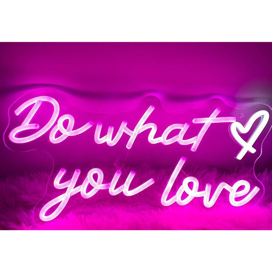 Lovely Bright Pink “Do What You Love” White Heart LED Night Light