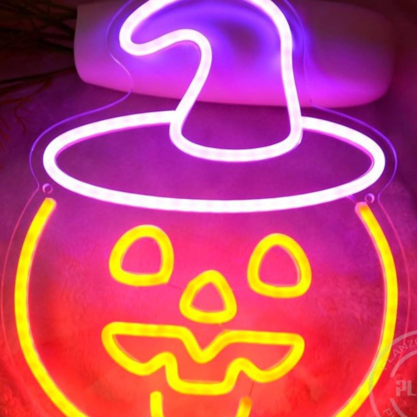 Spooky Bright Orange Witch Hat Pumpkin LED Night Light Halloween Decor