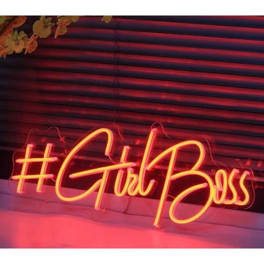 Lovely Bright Red #GirlBoss LED Night Light Business Office Room Wall Decoration