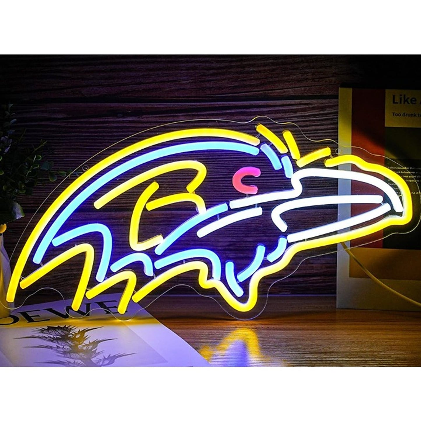 Vivid Bright Blue/Yellow Eagle Head LED Night Light Room Wall Decor