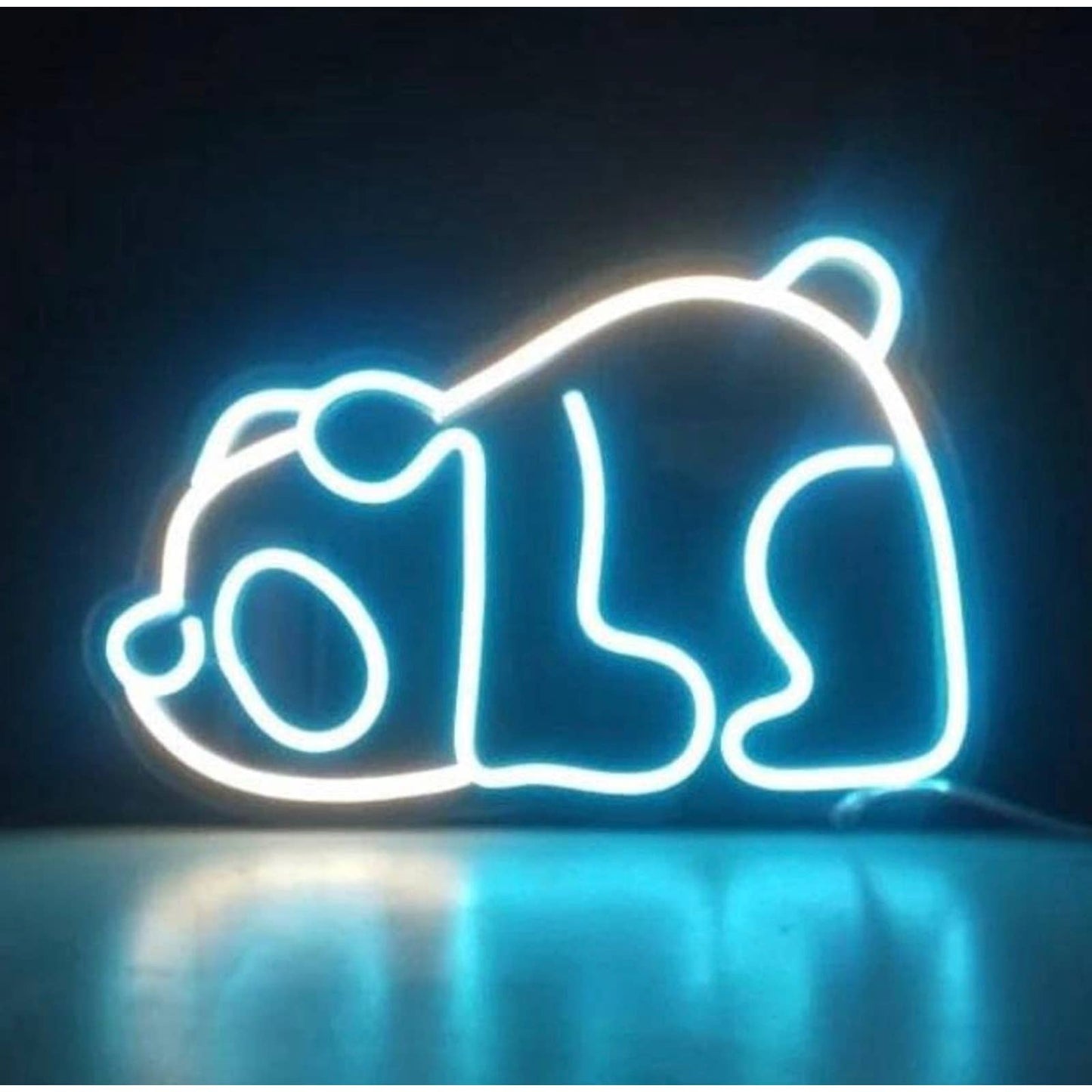 Cute Bright Blue White Sleeping Baby Panda Bear LED Night Light Room Wall Decora