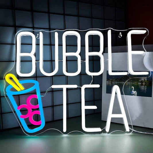 Bright Colorful Bubble Tea LED Night Light Store Business Room Wall Decoration