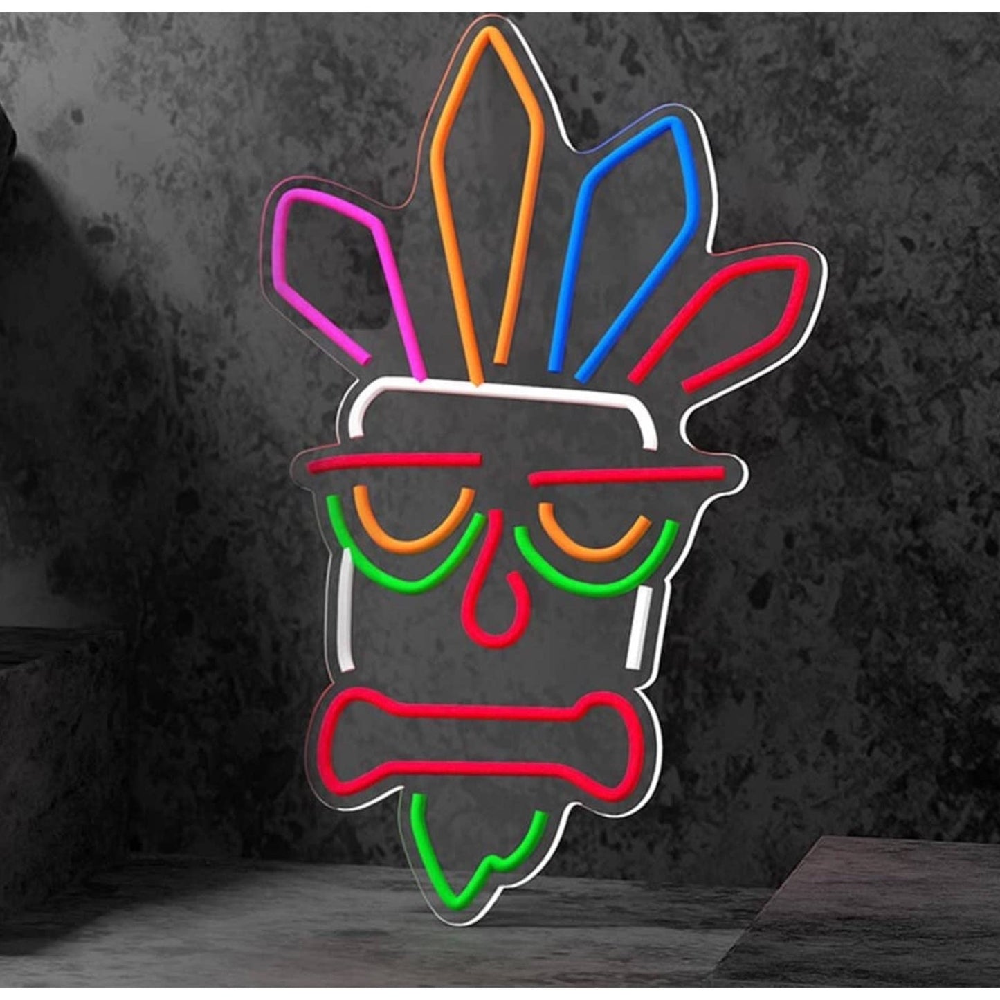 Fun Bright Crash Bandicoot Color Aku Aku Totem Mask LED Light Game Room Decor