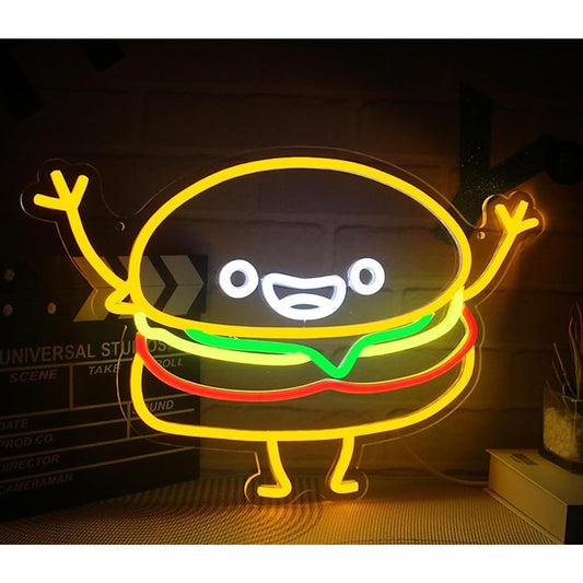 Fun Bright Happy Hamburger Kid LED Night Light Room Wall Decoration