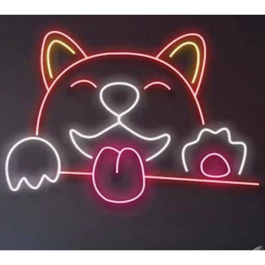 Large Cute Bright Happy Corgi LED Night LED Night Room Wall Decoration