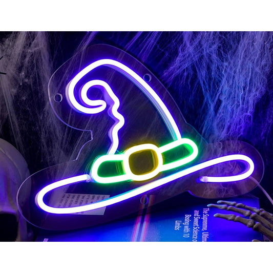 Spooky Vivid Bright Purple Witch’s Hat LED Night Light Halloween Decor