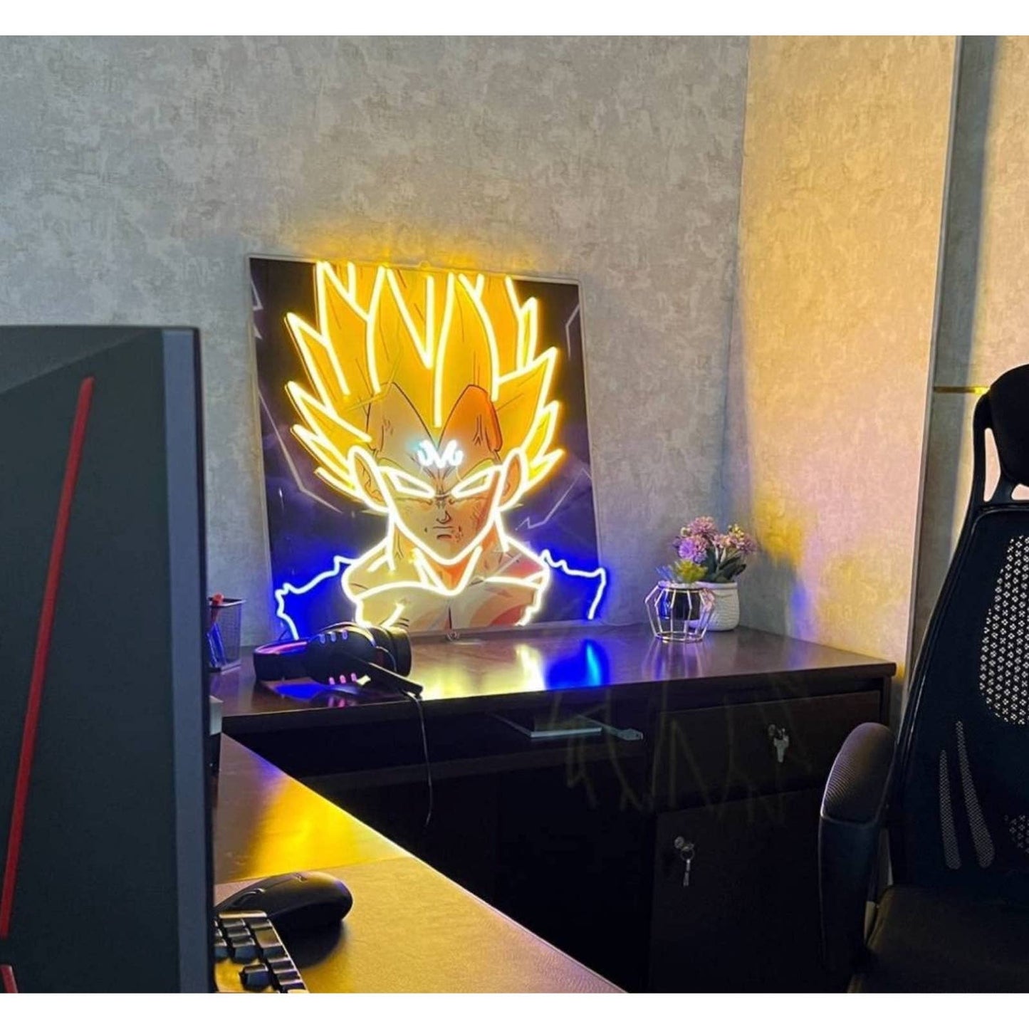 Bright Super Saiyan Majin Vegeta LED Light Dragon Ball Z Wall Art Anime Decor