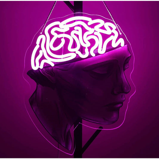 Unique Fun Bright Pink Head Brain LED Night Light Room Wall Art Decoration