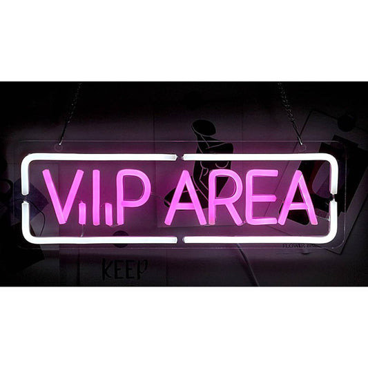 Vivid Bright White / Pink “VIP AREA” LED Night Light Party Room Wall Decor