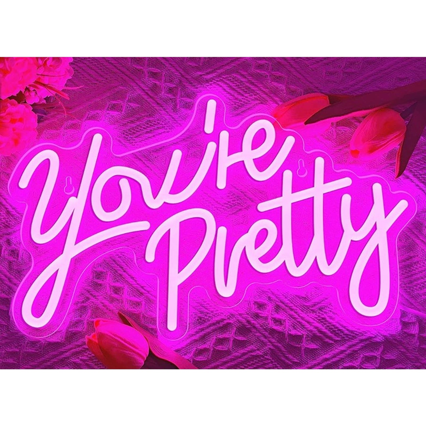 Lovely Vivid Simple Vivid Pink “You’re Pretty” LED Night Light Decoration