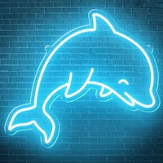 Adorable Bright Light Blue Happy Dolphin LED Night Light Room Wall Decoration