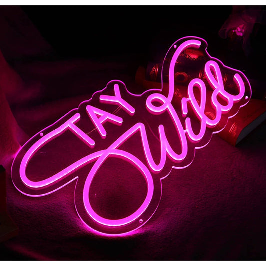 Lovely Bright Pink “Stay Wild” LED Night Light Room Wall Decoration
