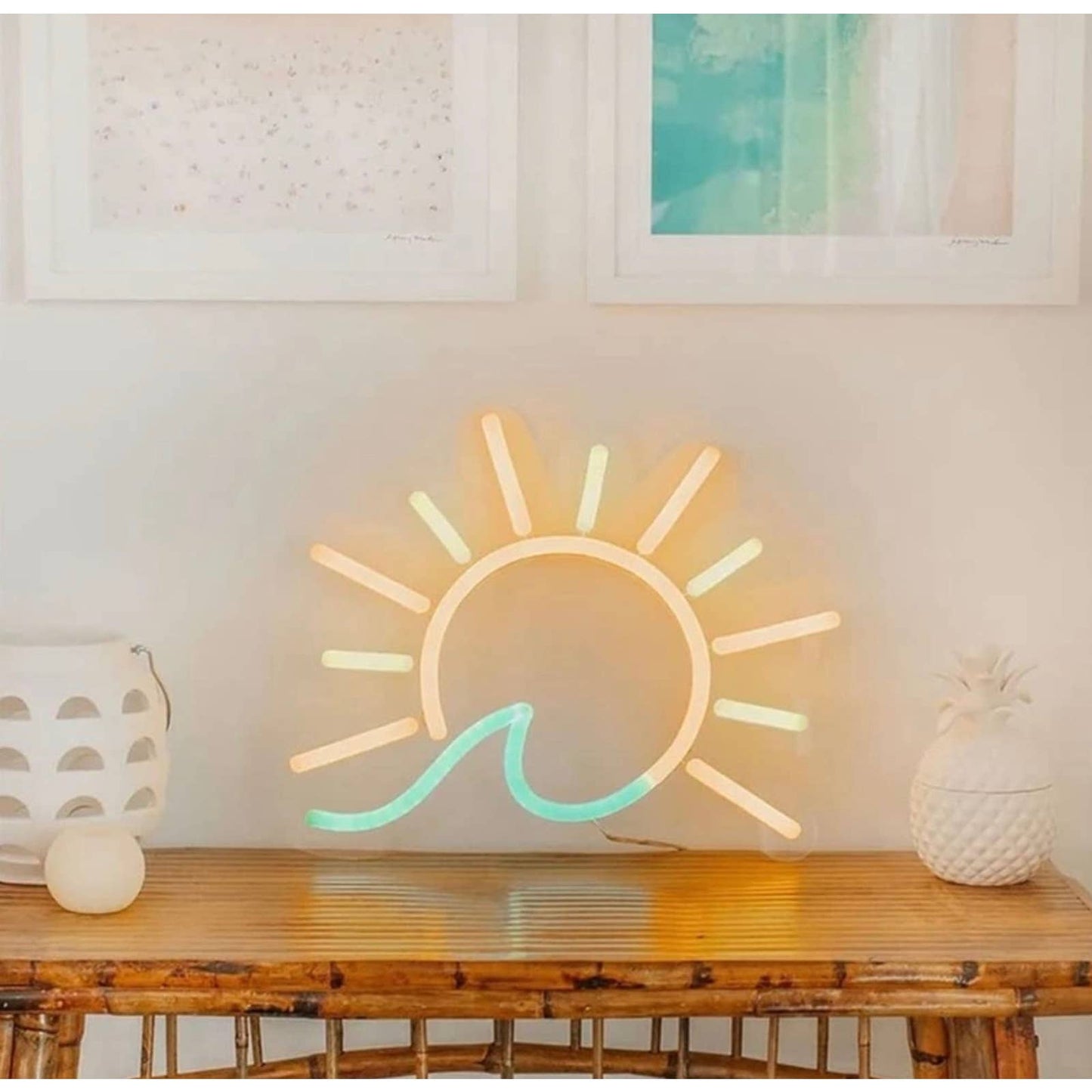 Vivid Bright Tropical Ocean Wave Sunrise LED Night Light Room Wall Decoration