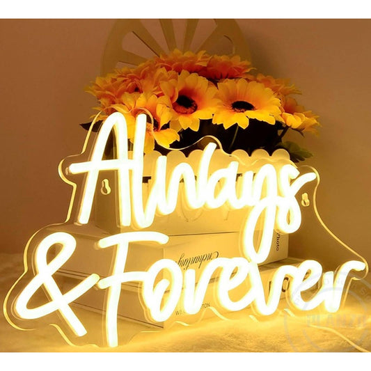 Lovely Warm Bright White “Always & Forever LED Night Light Room Wall Decor
