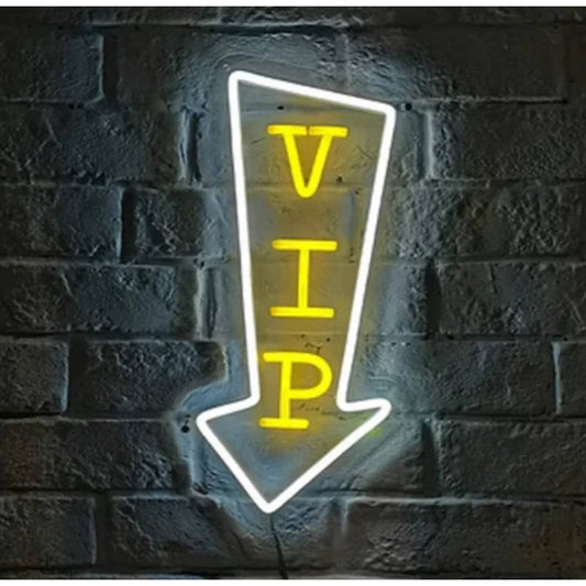 Vivid Bright Yellow / White VIP Arrow LED Night Light Party Room Wall Decoration