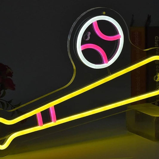 Fun Bright Pink / Yellow BaseBall LED Night Light MLB Sport Sign Decor