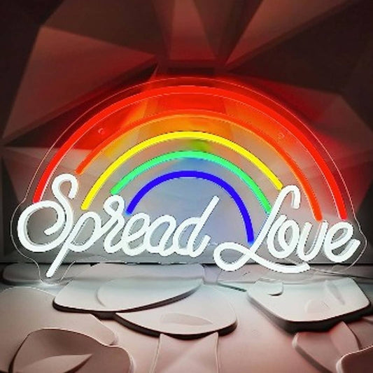 Lovely Vivid Bright Rainbow Spread Love LED Night Light Sign Pride Decor