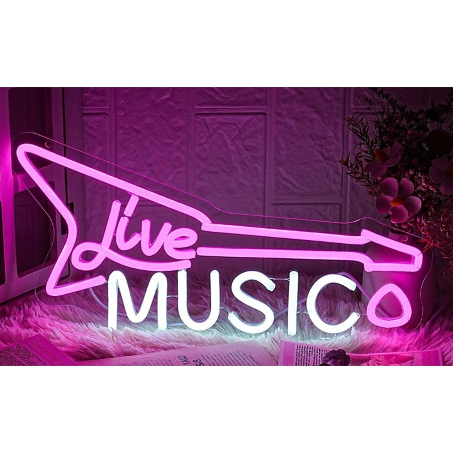 Fun Bright Pink Electric Guitar Live Music LED Light Concert Show Decoration