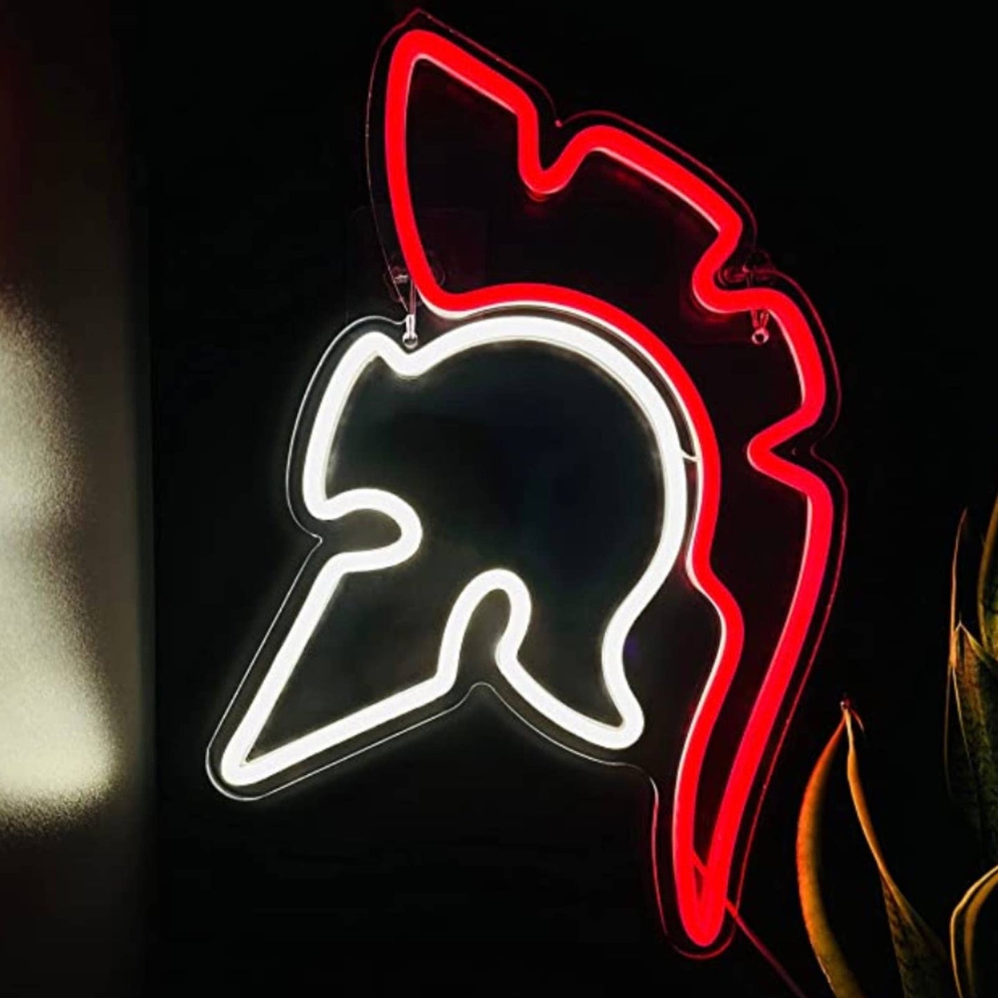 Vivid Bright Red / White Trojan Helmet LED Night Light Room Wall Decoration