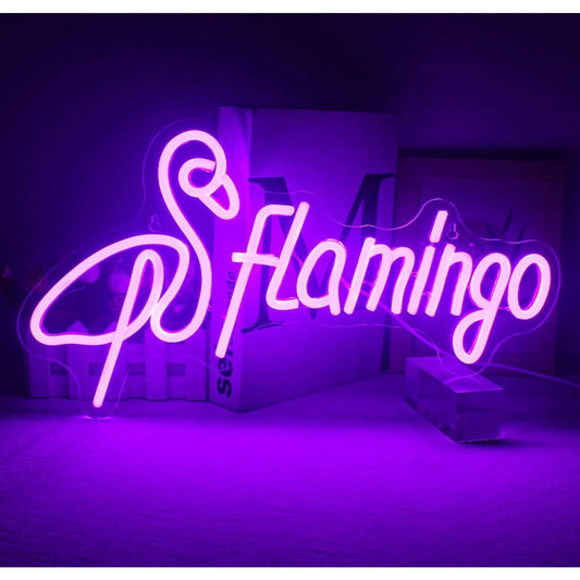 Lovely Vivid Bright Purple Flamingo LED Night Light Room Wall Sign Decoration